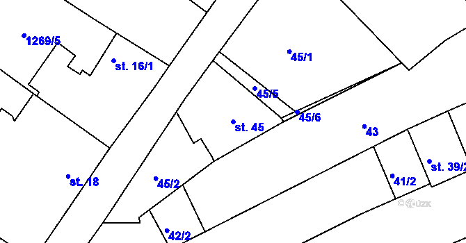 Parcela st. 45 v KÚ Český Rudolec, Katastrální mapa