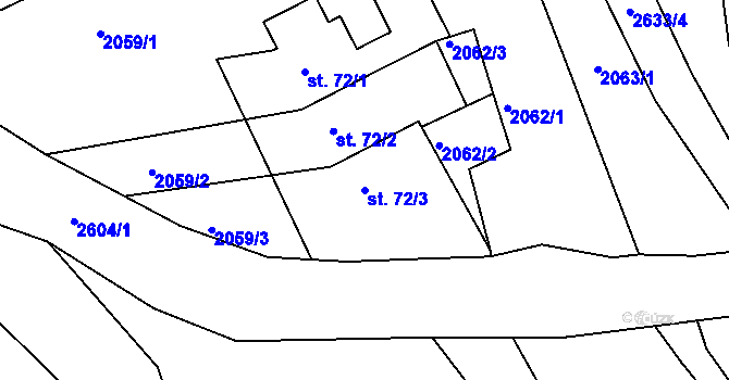 Parcela st. 72/3 v KÚ Český Rudolec, Katastrální mapa