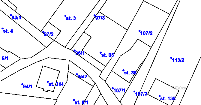 Parcela st. 85 v KÚ Český Rudolec, Katastrální mapa