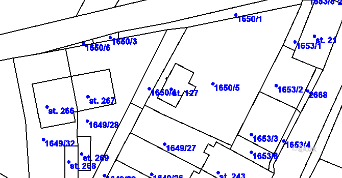 Parcela st. 127 v KÚ Český Rudolec, Katastrální mapa