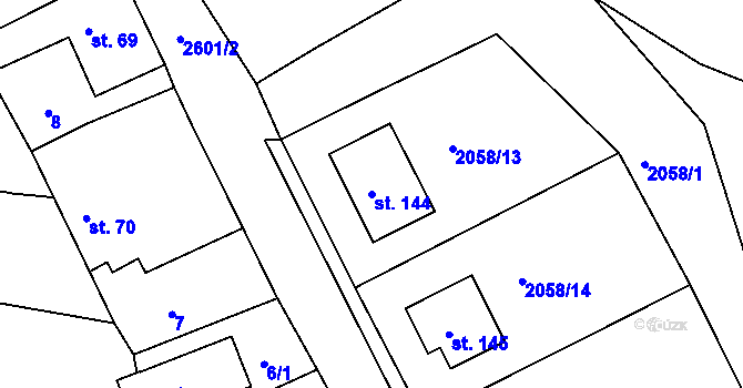 Parcela st. 144 v KÚ Český Rudolec, Katastrální mapa