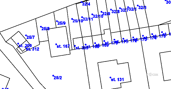 Parcela st. 168 v KÚ Český Rudolec, Katastrální mapa