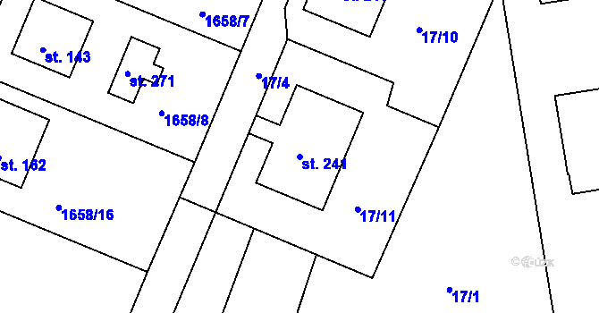 Parcela st. 241 v KÚ Český Rudolec, Katastrální mapa