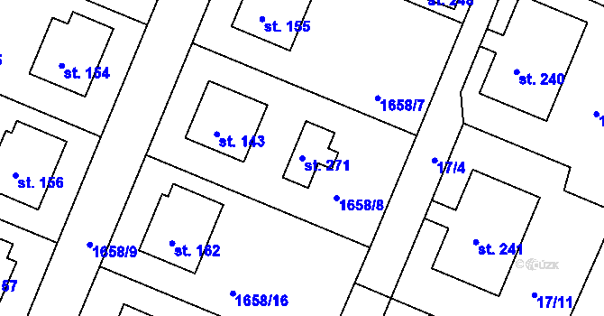 Parcela st. 271 v KÚ Český Rudolec, Katastrální mapa