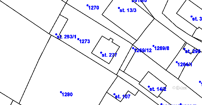 Parcela st. 277 v KÚ Český Rudolec, Katastrální mapa