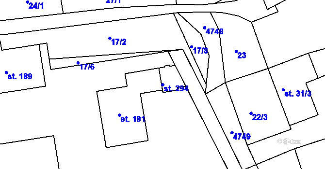 Parcela st. 294 v KÚ Český Rudolec, Katastrální mapa