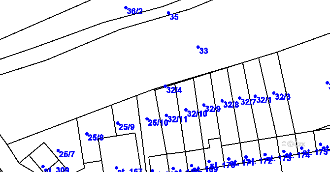 Parcela st. 32/4 v KÚ Český Rudolec, Katastrální mapa