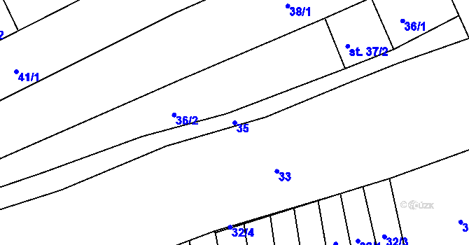 Parcela st. 35 v KÚ Český Rudolec, Katastrální mapa