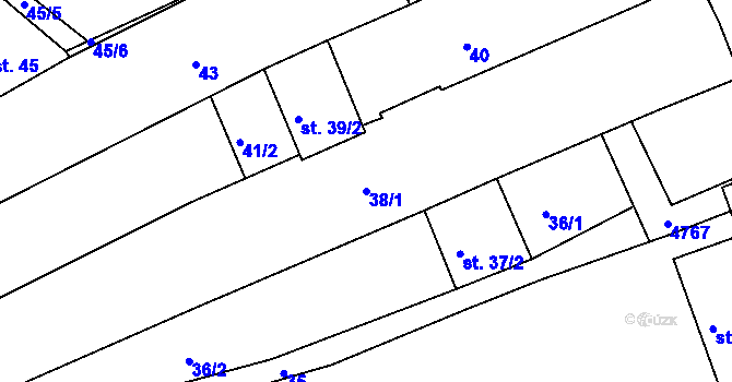 Parcela st. 38/1 v KÚ Český Rudolec, Katastrální mapa