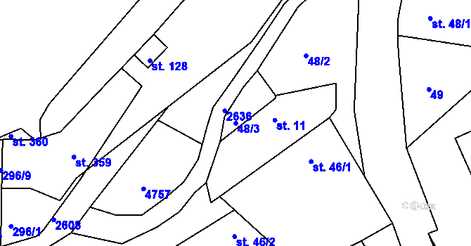 Parcela st. 48/3 v KÚ Český Rudolec, Katastrální mapa
