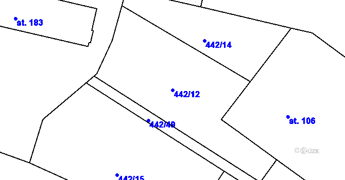 Parcela st. 442/12 v KÚ Český Rudolec, Katastrální mapa