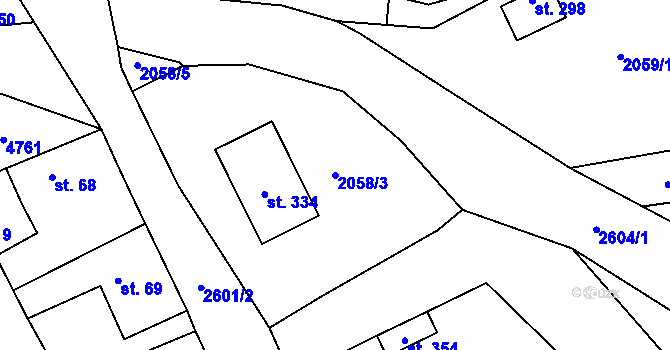 Parcela st. 2058/3 v KÚ Český Rudolec, Katastrální mapa