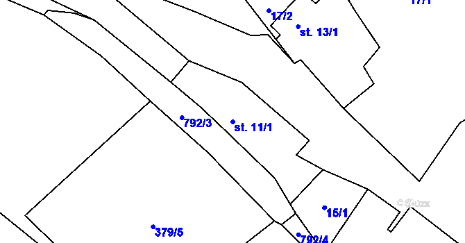 Parcela st. 11/1 v KÚ Stoječín, Katastrální mapa
