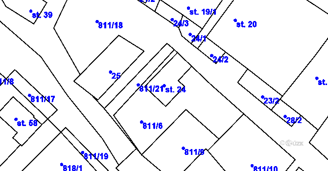 Parcela st. 24 v KÚ Stoječín, Katastrální mapa