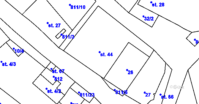 Parcela st. 44 v KÚ Stoječín, Katastrální mapa