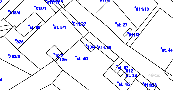 Parcela st. 10/4 v KÚ Stoječín, Katastrální mapa