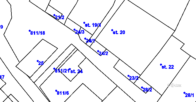 Parcela st. 24/2 v KÚ Stoječín, Katastrální mapa