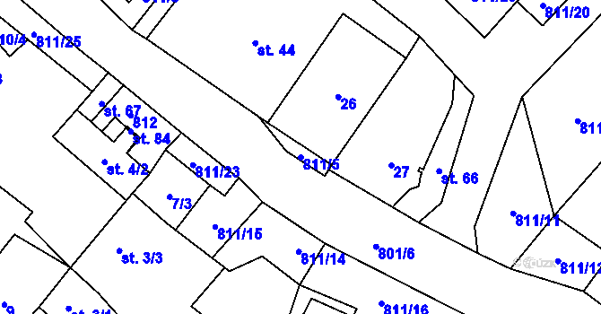 Parcela st. 811/5 v KÚ Stoječín, Katastrální mapa