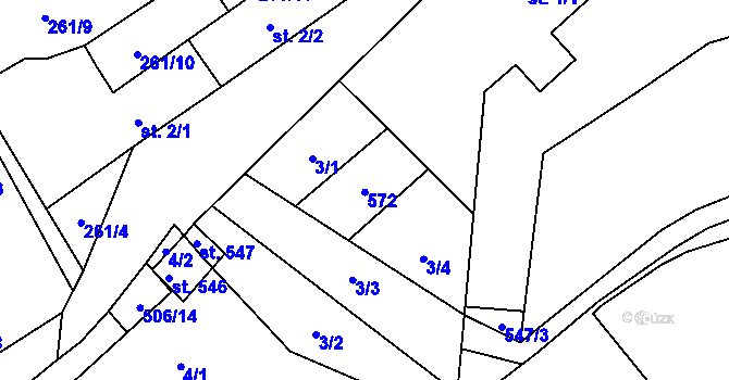 Parcela st. 1/3 v KÚ Český Šternberk, Katastrální mapa