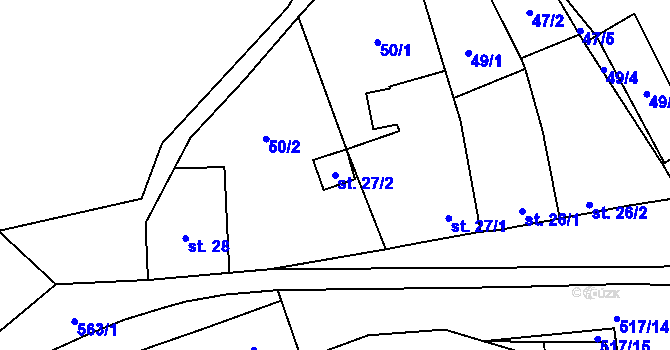 Parcela st. 27/2 v KÚ Český Šternberk, Katastrální mapa