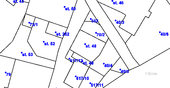Parcela st. 48 v KÚ Český Šternberk, Katastrální mapa