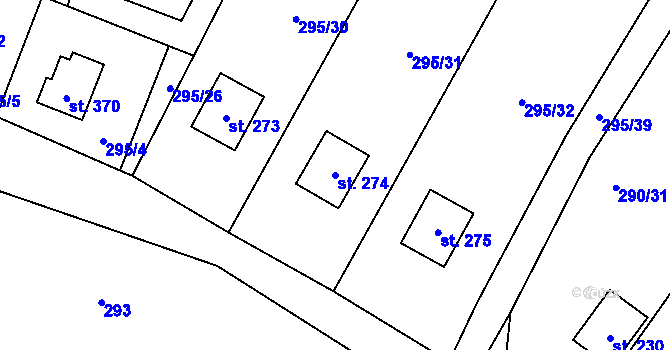 Parcela st. 274 v KÚ Český Šternberk, Katastrální mapa
