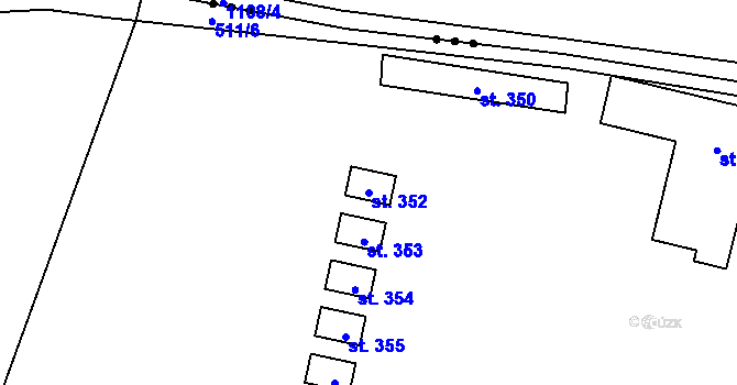 Parcela st. 352 v KÚ Český Šternberk, Katastrální mapa