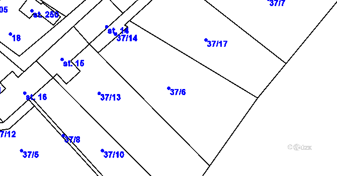 Parcela st. 37/6 v KÚ Český Šternberk, Katastrální mapa