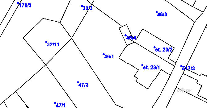 Parcela st. 46/1 v KÚ Český Šternberk, Katastrální mapa