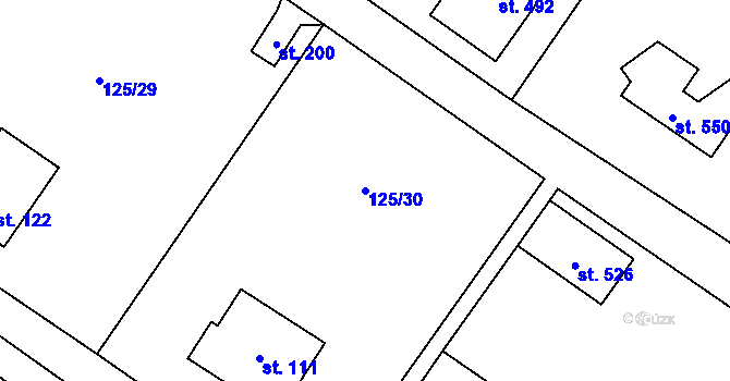 Parcela st. 125/30 v KÚ Český Šternberk, Katastrální mapa