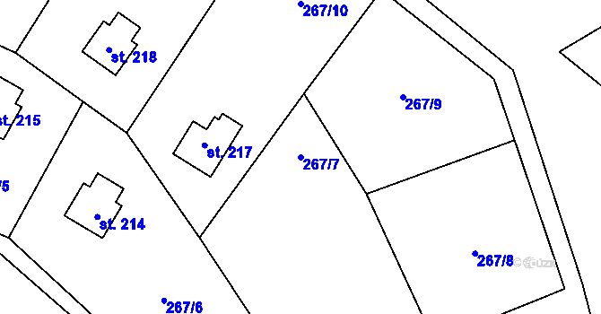 Parcela st. 267/7 v KÚ Český Šternberk, Katastrální mapa
