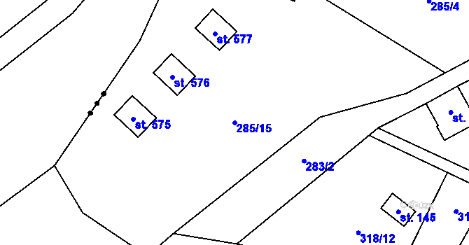Parcela st. 285/15 v KÚ Český Šternberk, Katastrální mapa