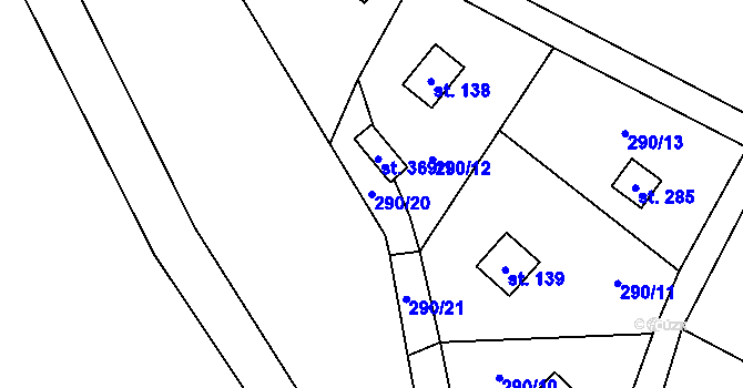 Parcela st. 290/20 v KÚ Český Šternberk, Katastrální mapa