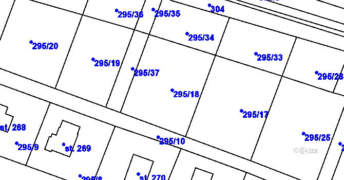 Parcela st. 295/18 v KÚ Český Šternberk, Katastrální mapa