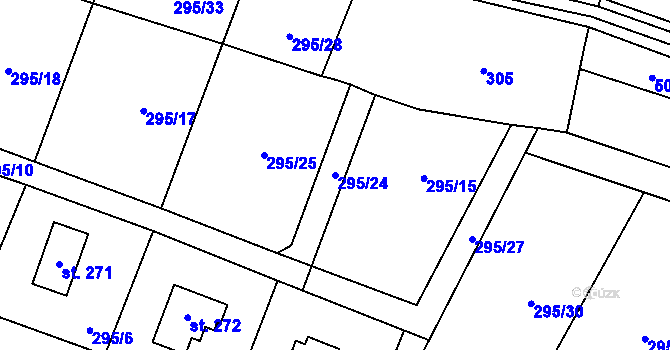 Parcela st. 295/24 v KÚ Český Šternberk, Katastrální mapa