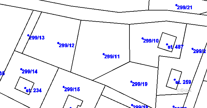 Parcela st. 299/11 v KÚ Český Šternberk, Katastrální mapa