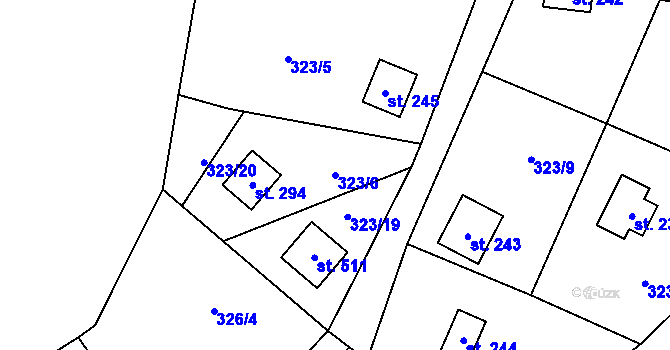 Parcela st. 323/6 v KÚ Český Šternberk, Katastrální mapa