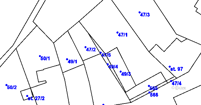 Parcela st. 47/5 v KÚ Český Šternberk, Katastrální mapa