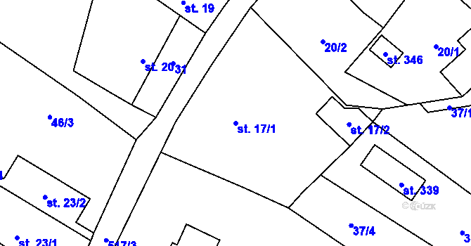 Parcela st. 17/1 v KÚ Český Šternberk, Katastrální mapa