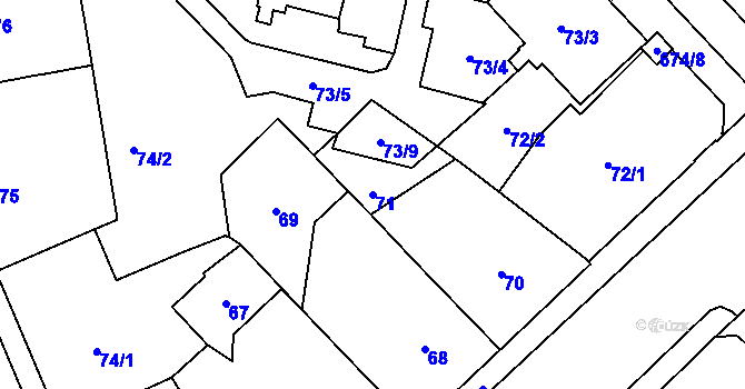 Parcela st. 71 v KÚ Český Těšín, Katastrální mapa
