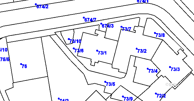 Parcela st. 73/1 v KÚ Český Těšín, Katastrální mapa