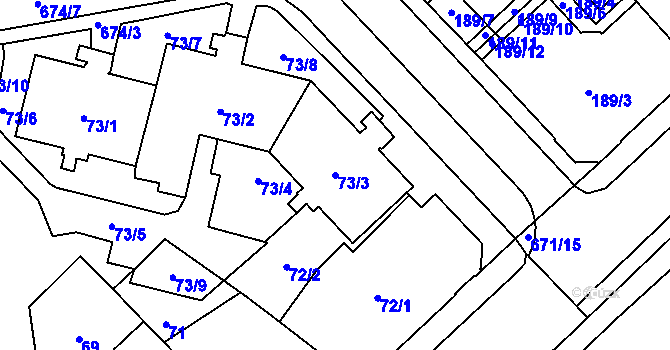 Parcela st. 73/3 v KÚ Český Těšín, Katastrální mapa