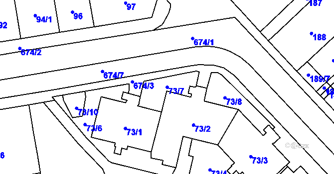 Parcela st. 73/7 v KÚ Český Těšín, Katastrální mapa