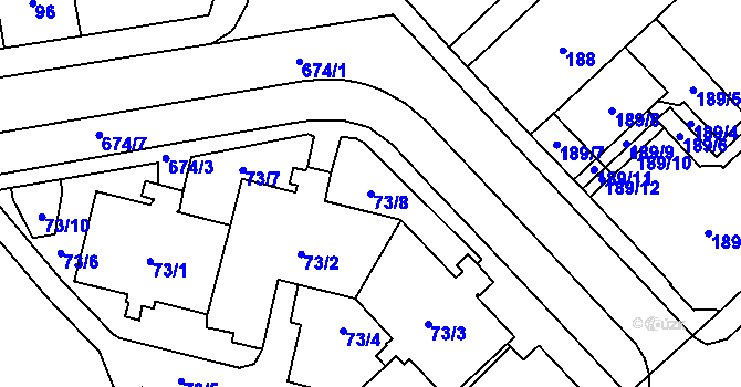 Parcela st. 73/8 v KÚ Český Těšín, Katastrální mapa