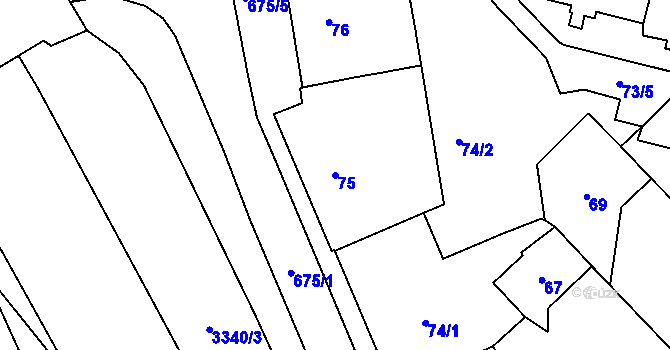 Parcela st. 75 v KÚ Český Těšín, Katastrální mapa