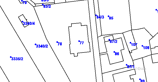 Parcela st. 77 v KÚ Český Těšín, Katastrální mapa