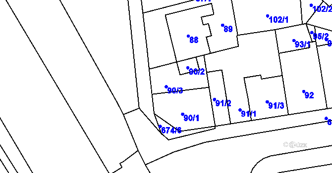 Parcela st. 90/3 v KÚ Český Těšín, Katastrální mapa