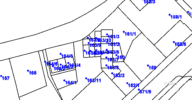 Parcela st. 163/3 v KÚ Český Těšín, Katastrální mapa