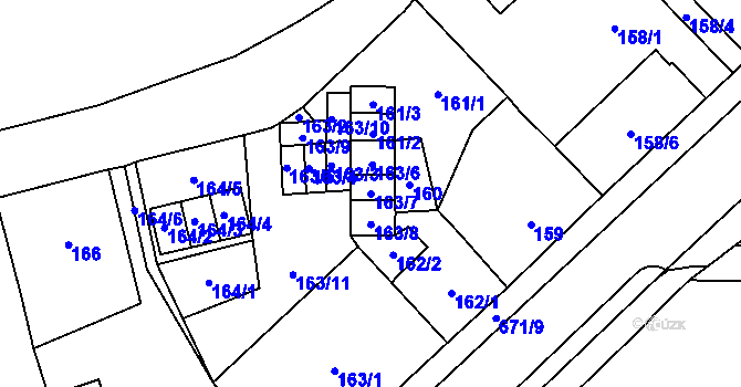 Parcela st. 163/7 v KÚ Český Těšín, Katastrální mapa