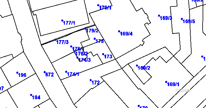 Parcela st. 173 v KÚ Český Těšín, Katastrální mapa